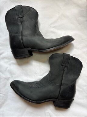 Frye Short Billy Boots Leather Booties Black Size 10